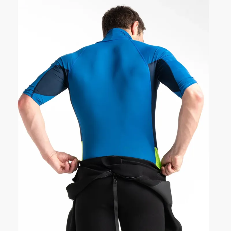 C-Skins Mens Short Sleeve Rash Vest Blue/Lime-1